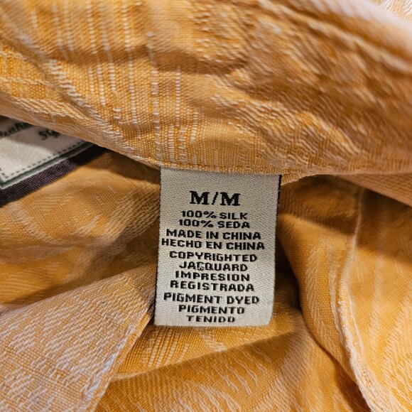 Jamaica Jaxx Hawaiian Shirt Mens M 100% Silk Embroidered Leaves Vacation cruise - Picture 4 of 12